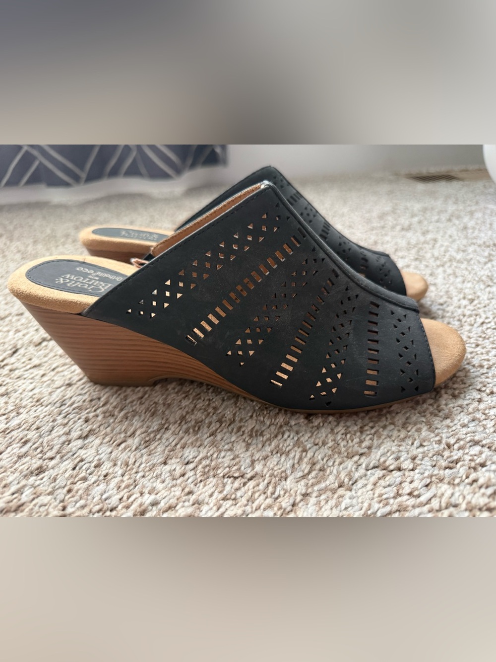 croft & barrow Black Laser-Cut Slip-On Wedge Mule